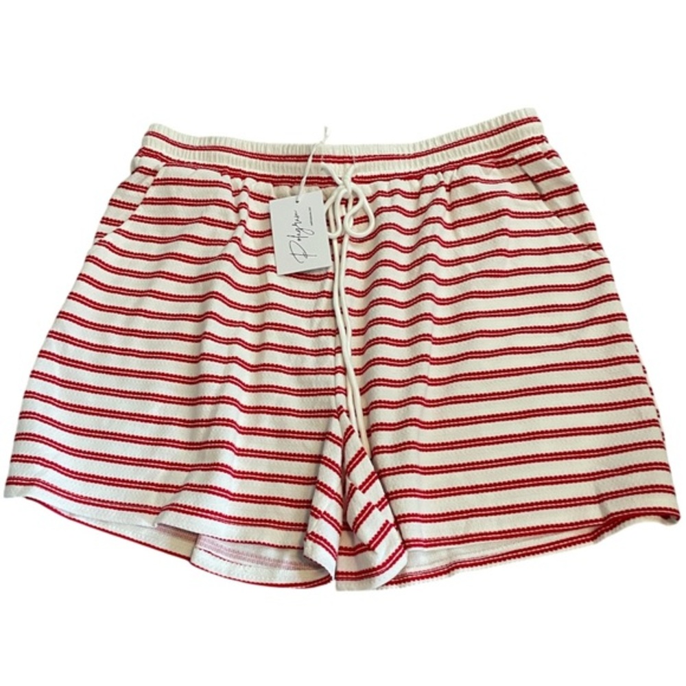 Polagram Madeline Red & Beige Striped Shorts
